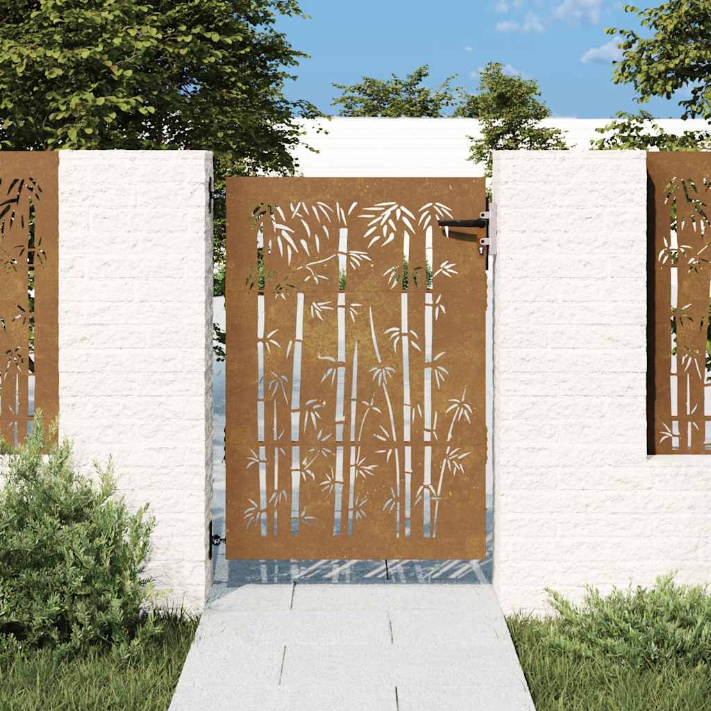 vidaXL Poartă pentru grădină, 85x150 cm, oțel corten, model bambus vidaXL Poartă pentru grădină, 85x150 cm, oțel corten, model bambus