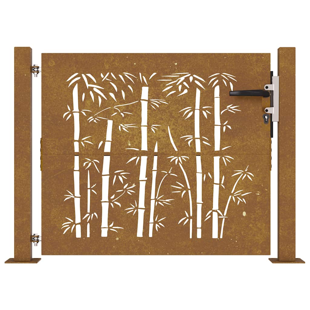 vidaXL Poartă de grădină 100x75 cm oțel corten, design bambus