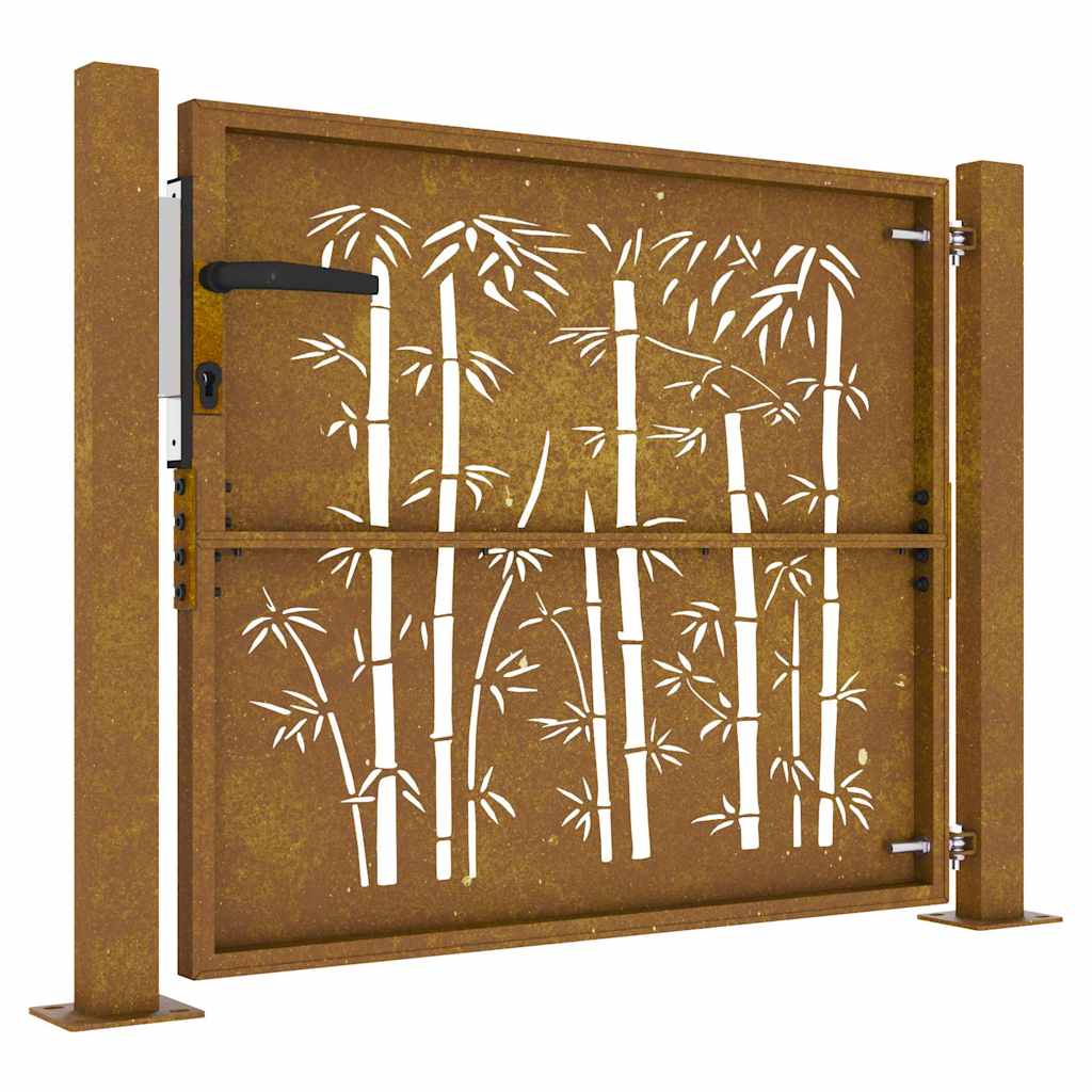 vidaXL Poartă de grădină 100x75 cm oțel corten, design bambus