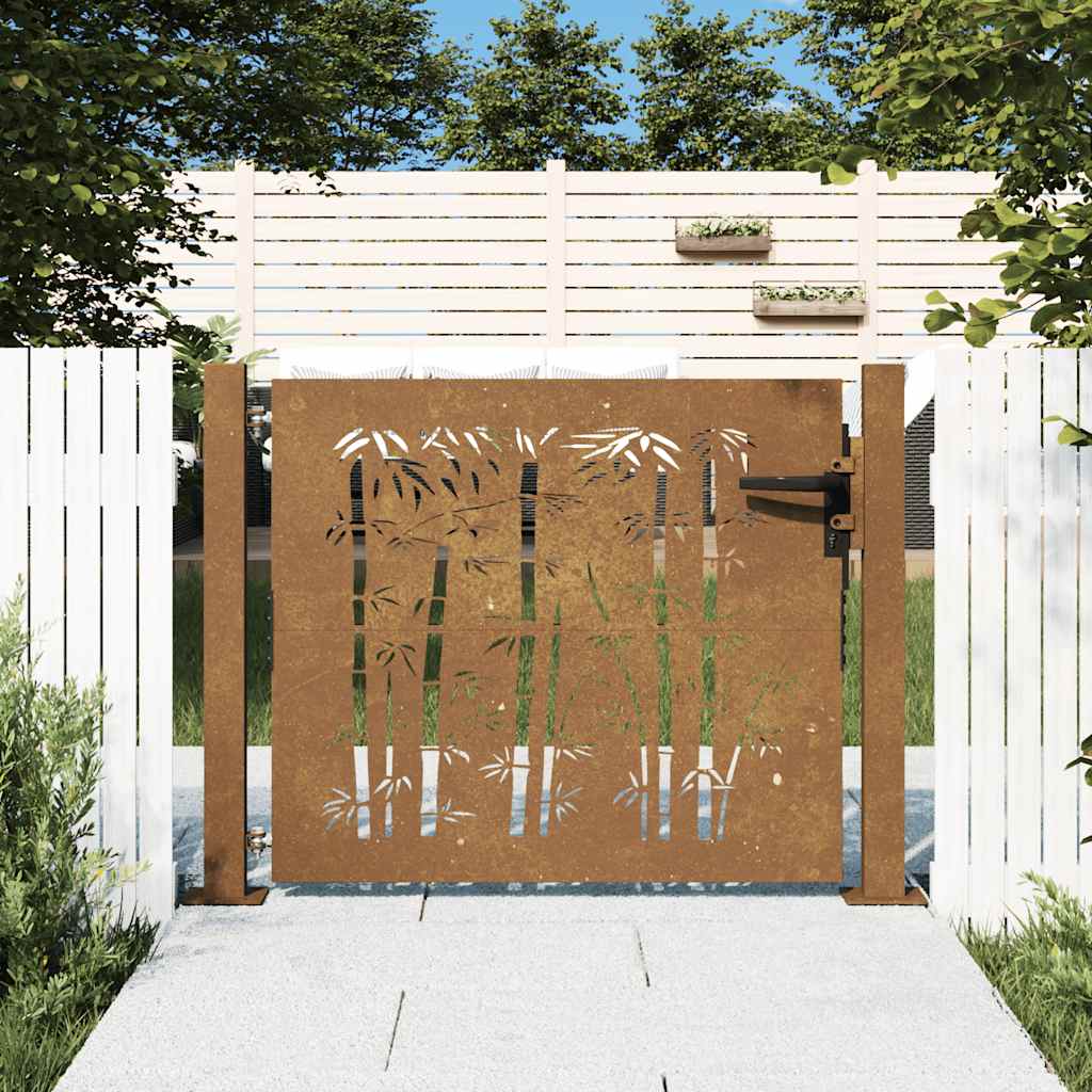 vidaXL Poartă pentru grădină, 105x105 cm, oțel corten, model bambus vidaXL Poartă pentru grădină, 105x105 cm, oțel corten, model bambus