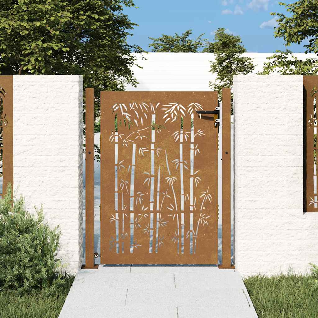 vidaXL Poartă pentru grădină, 105x155 cm, oțel corten, model bambus vidaXL Poartă pentru grădină, 105x155 cm, oțel corten, model bambus