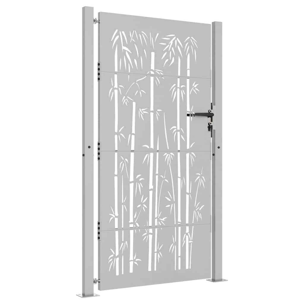 vidaXL Poartă pentru grădină, 105x205 cm, oțel corten, model bambus