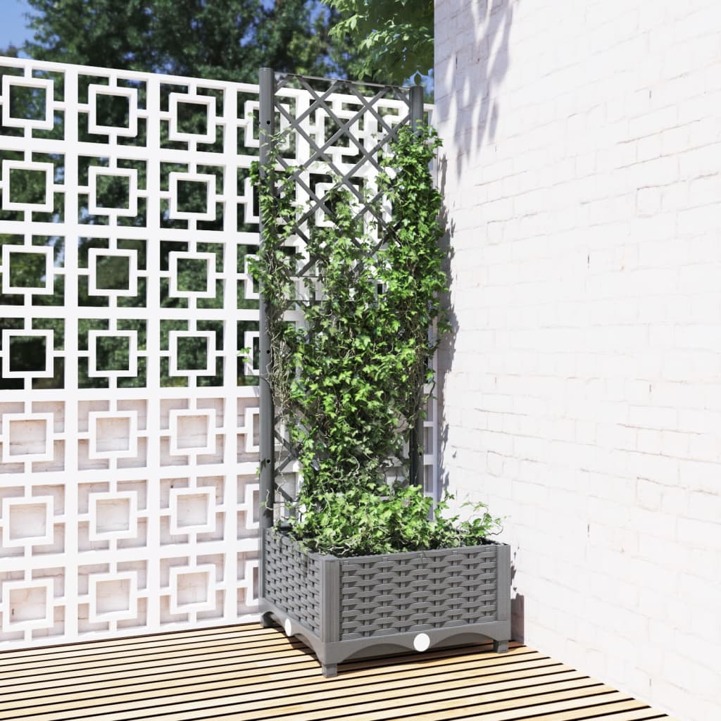 vidaXL Jardinieră de grădină cu spalier gri deschis 40x40x121,5 cm PP vidaXL Jardinieră de grădină cu spalier gri deschis 40x40x121,5 cm PP