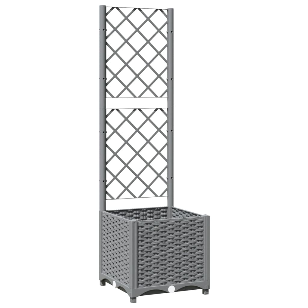 vidaXL Jardinieră de grădină cu spalier, gri deschis, 40x40x136 cm, PP