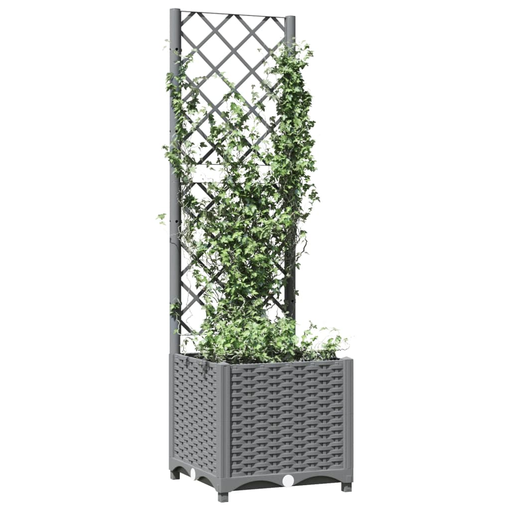vidaXL Jardinieră de grădină cu spalier, gri deschis, 40x40x136 cm, PP