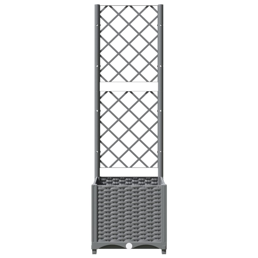 vidaXL Jardinieră de grădină cu spalier, gri deschis, 40x40x136 cm, PP