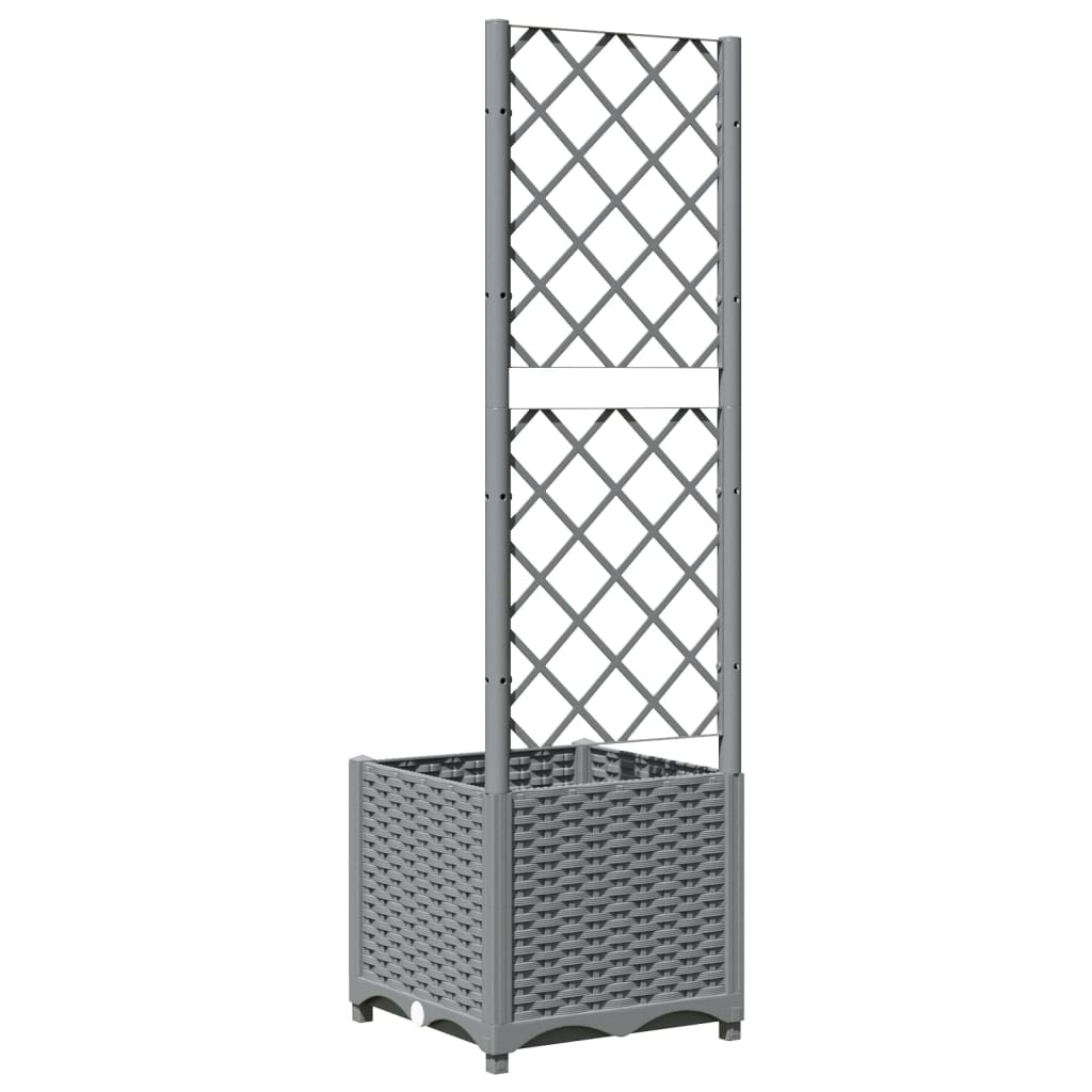 vidaXL Jardinieră de grădină cu spalier, gri deschis, 40x40x136 cm, PP