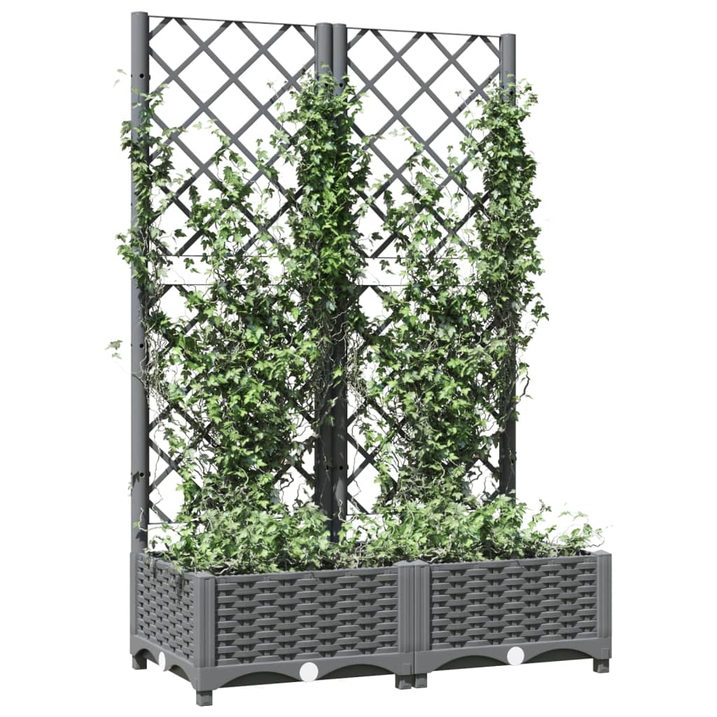 vidaXL Jardinieră de grădină cu spalier gri deschis 80x40x121,5 cm PP vidaXL Jardinieră de grădină cu spalier gri deschis 80x40x121,5 cm PP