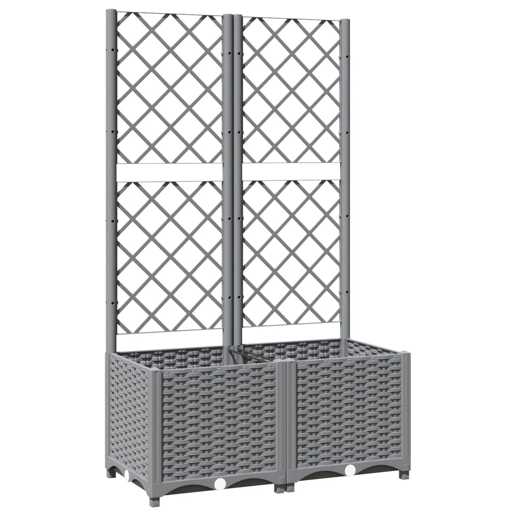 vidaXL Jardinieră de grădină cu spalier, gri deschis, 80x40x136 cm, PP