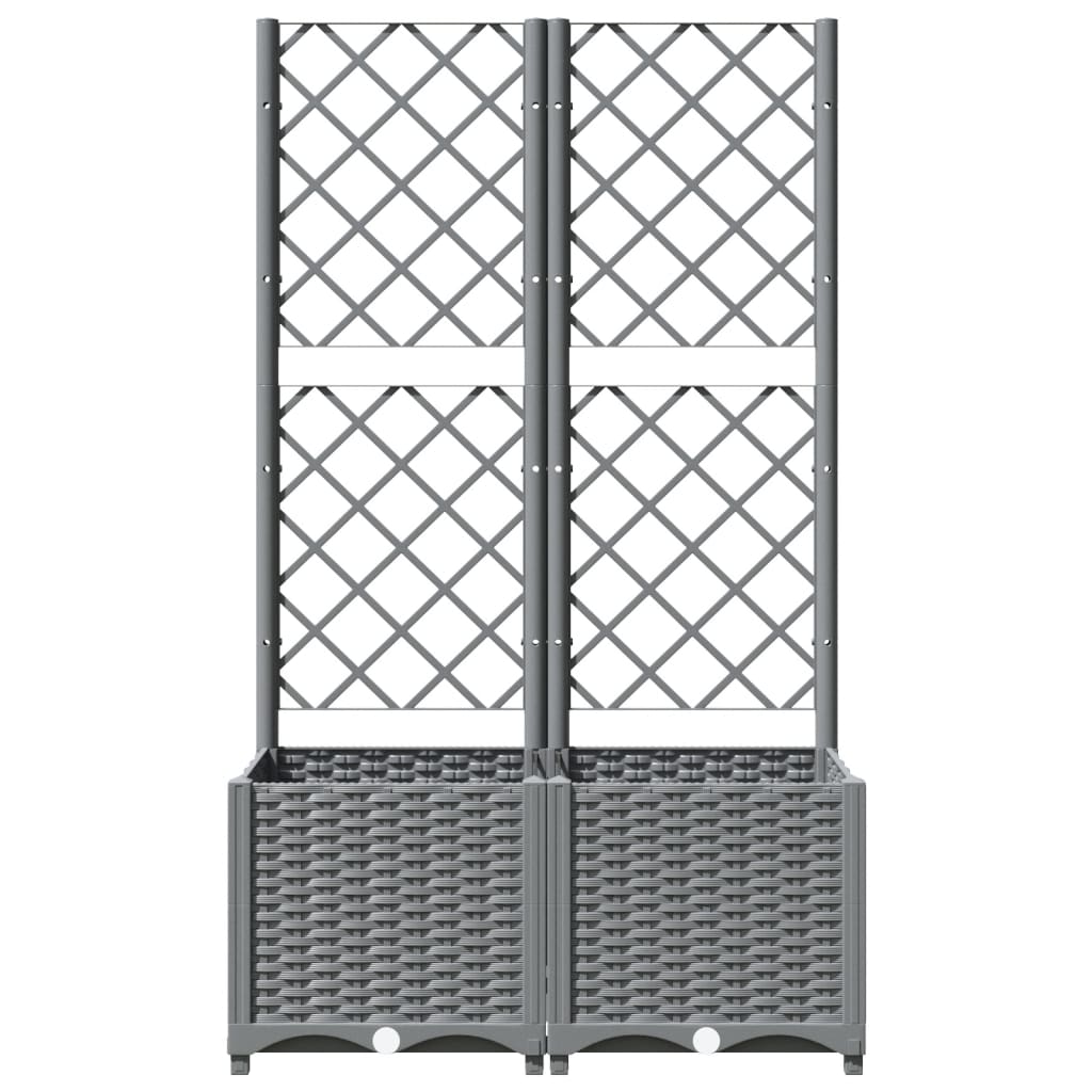 vidaXL Jardinieră de grădină cu spalier, gri deschis, 80x40x136 cm, PP