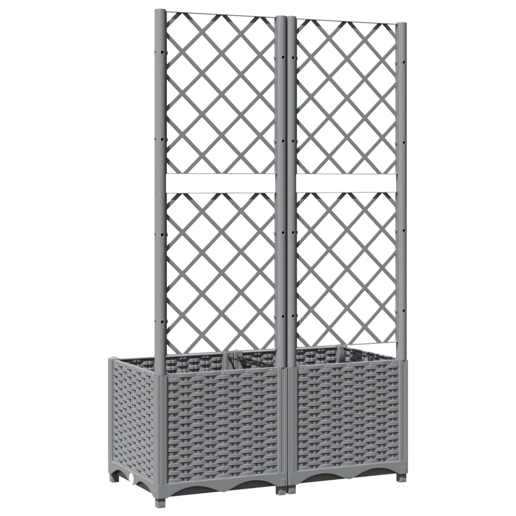 vidaXL Jardinieră de grădină cu spalier, gri deschis, 80x40x136 cm, PP