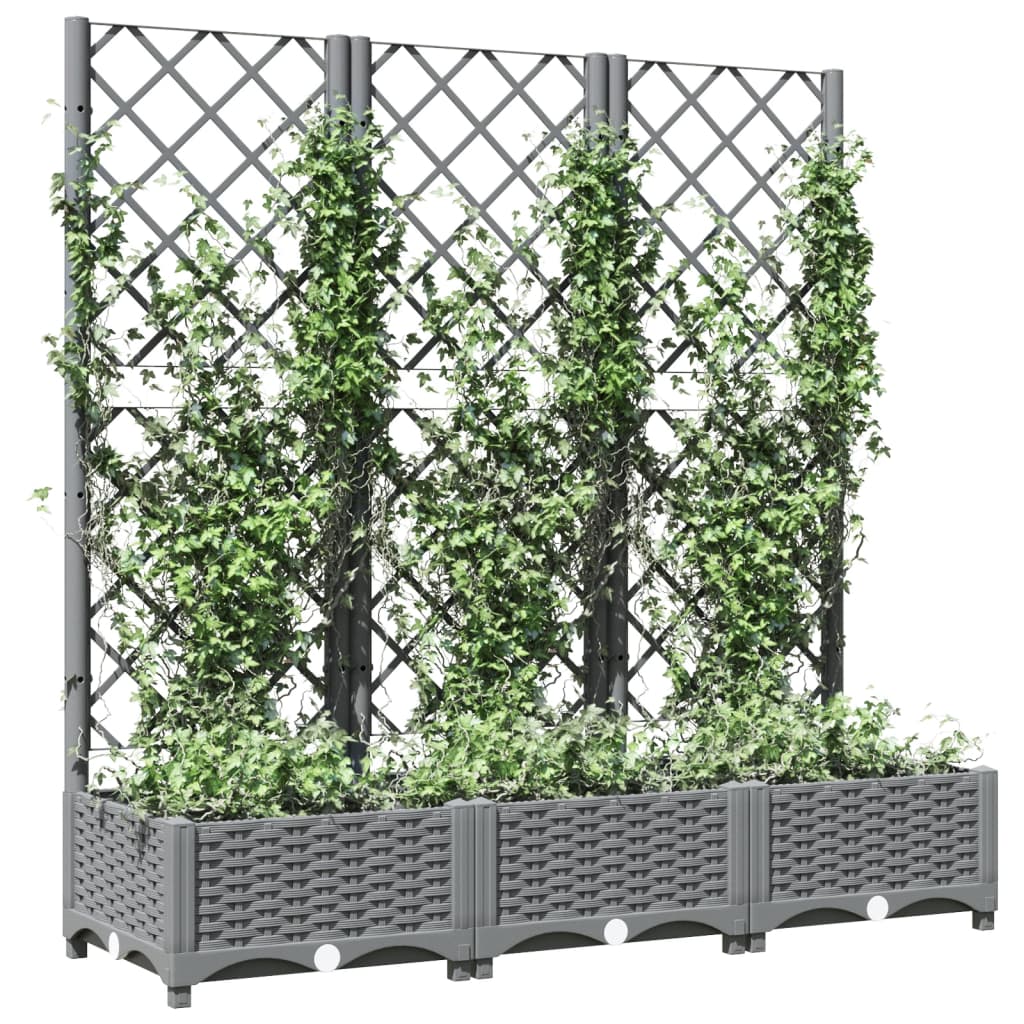 vidaXL Jardinieră de grădină cu spalier gri deschis 120x40x121,5 cm PP vidaXL Jardinieră de grădină cu spalier gri deschis 120x40x121,5 cm PP