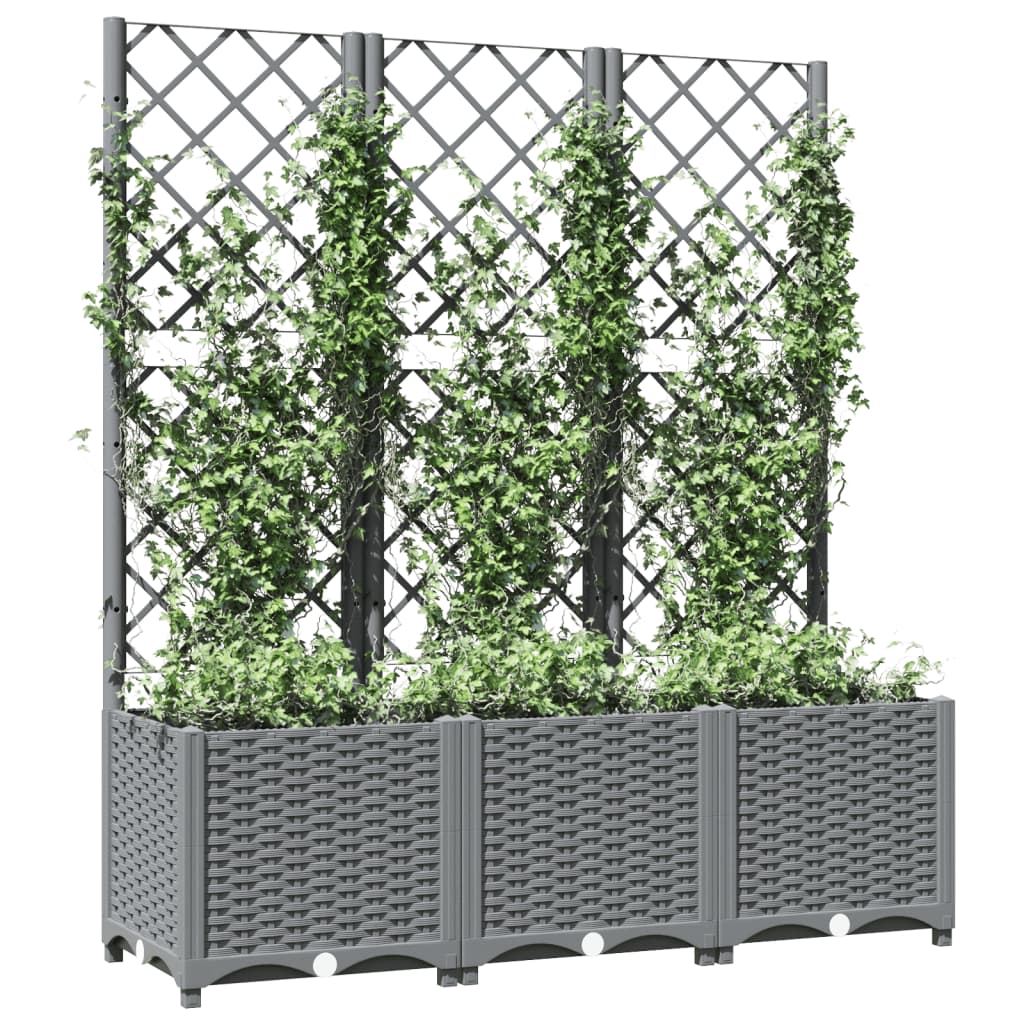 vidaXL Jardinieră de grădină cu spalier, gri deschis, 120x40x136cm, PP