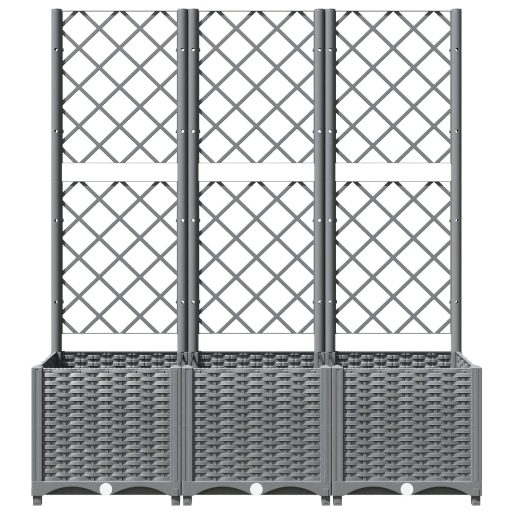 vidaXL Jardinieră de grădină cu spalier, gri deschis, 120x40x136cm, PP