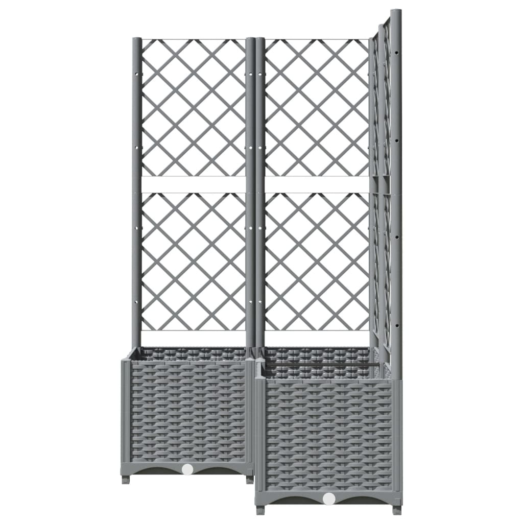 vidaXL Jardinieră de grădină cu spalier, gri deschis, 80x80x136 cm, PP