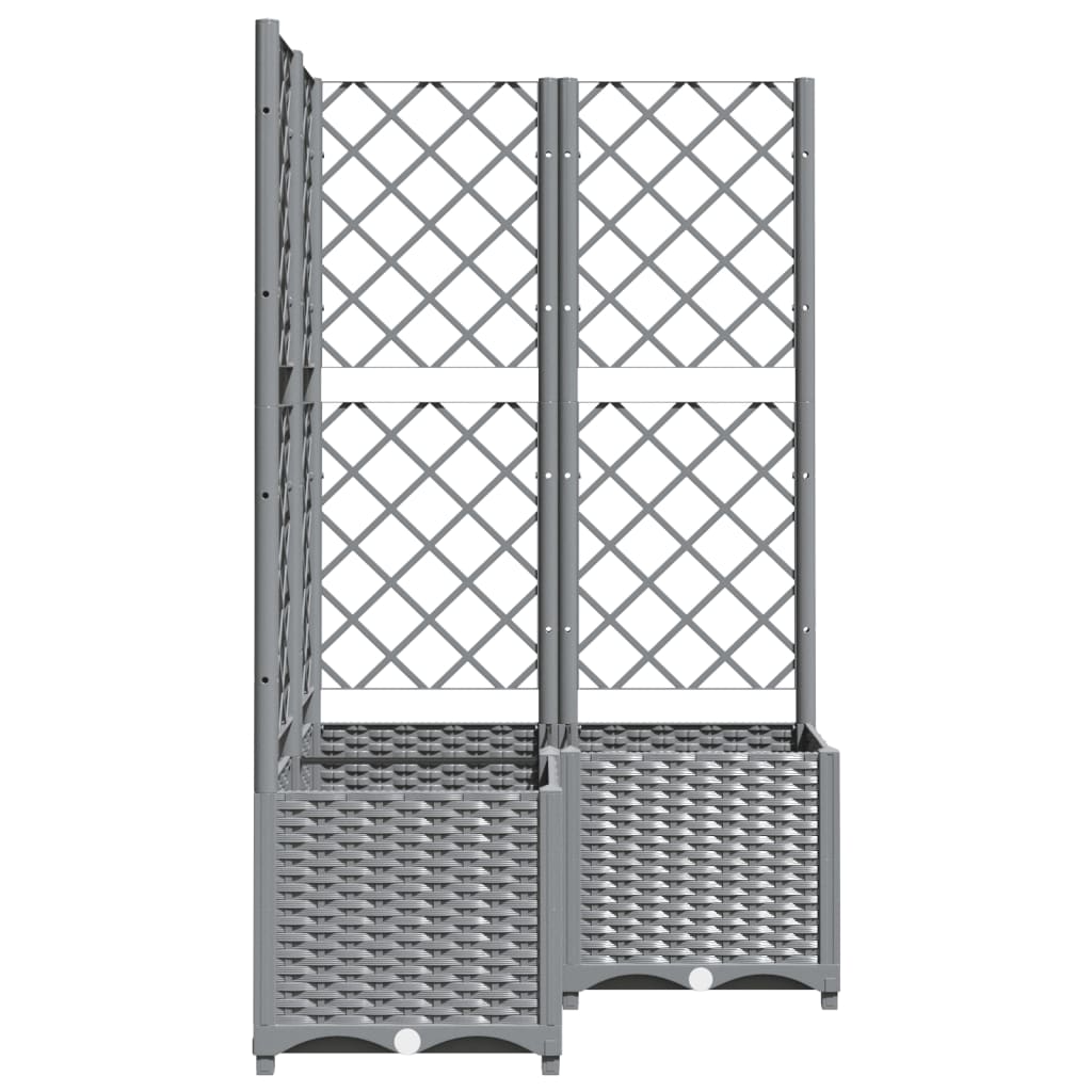 vidaXL Jardinieră de grădină cu spalier, gri deschis, 80x80x136 cm, PP