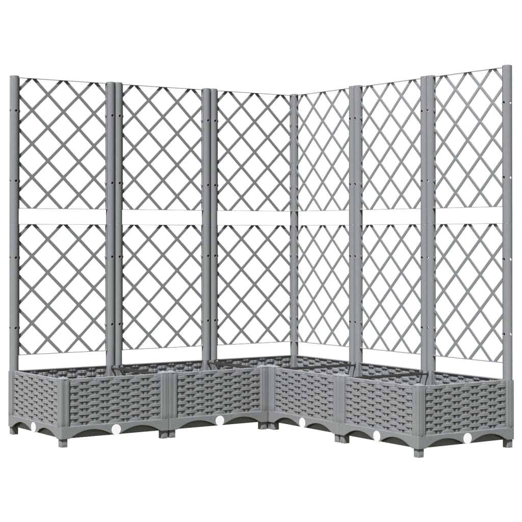 vidaXL Jardinieră de grădină cu spalier gri deschis 120x120x121,5cm PP
