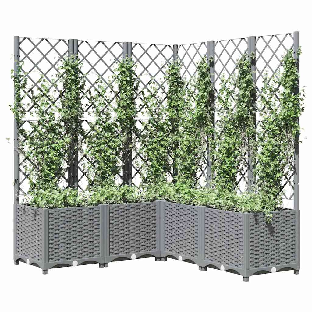 vidaXL Jardinieră de grădină cu spalier gri deschis 120x120x136 cm PP vidaXL Jardinieră de grădină cu spalier gri deschis 120x120x136 cm PP