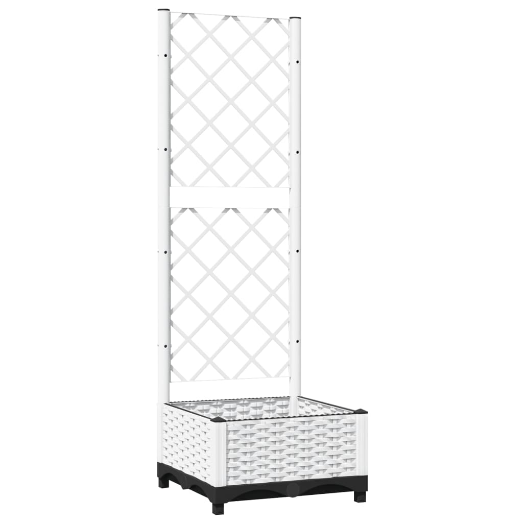vidaXL Jardinieră de grădină cu spalier, alb, 40x40x121,5 cm, PP vidaXL Jardinieră de grădină cu spalier, alb, 40x40x121,5 cm, PP