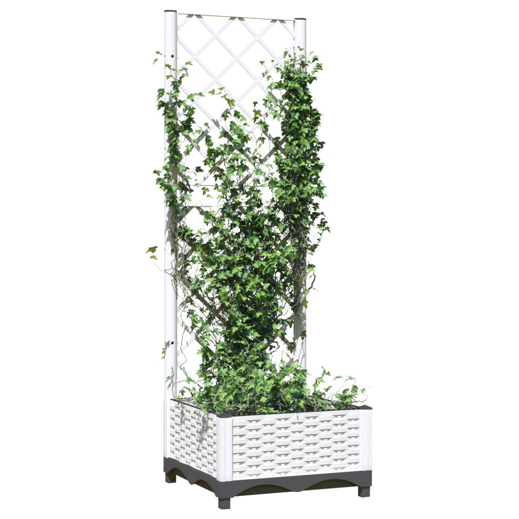 vidaXL Jardinieră de grădină cu spalier, alb, 40x40x121,5 cm, PP vidaXL Jardinieră de grădină cu spalier, alb, 40x40x121,5 cm, PP