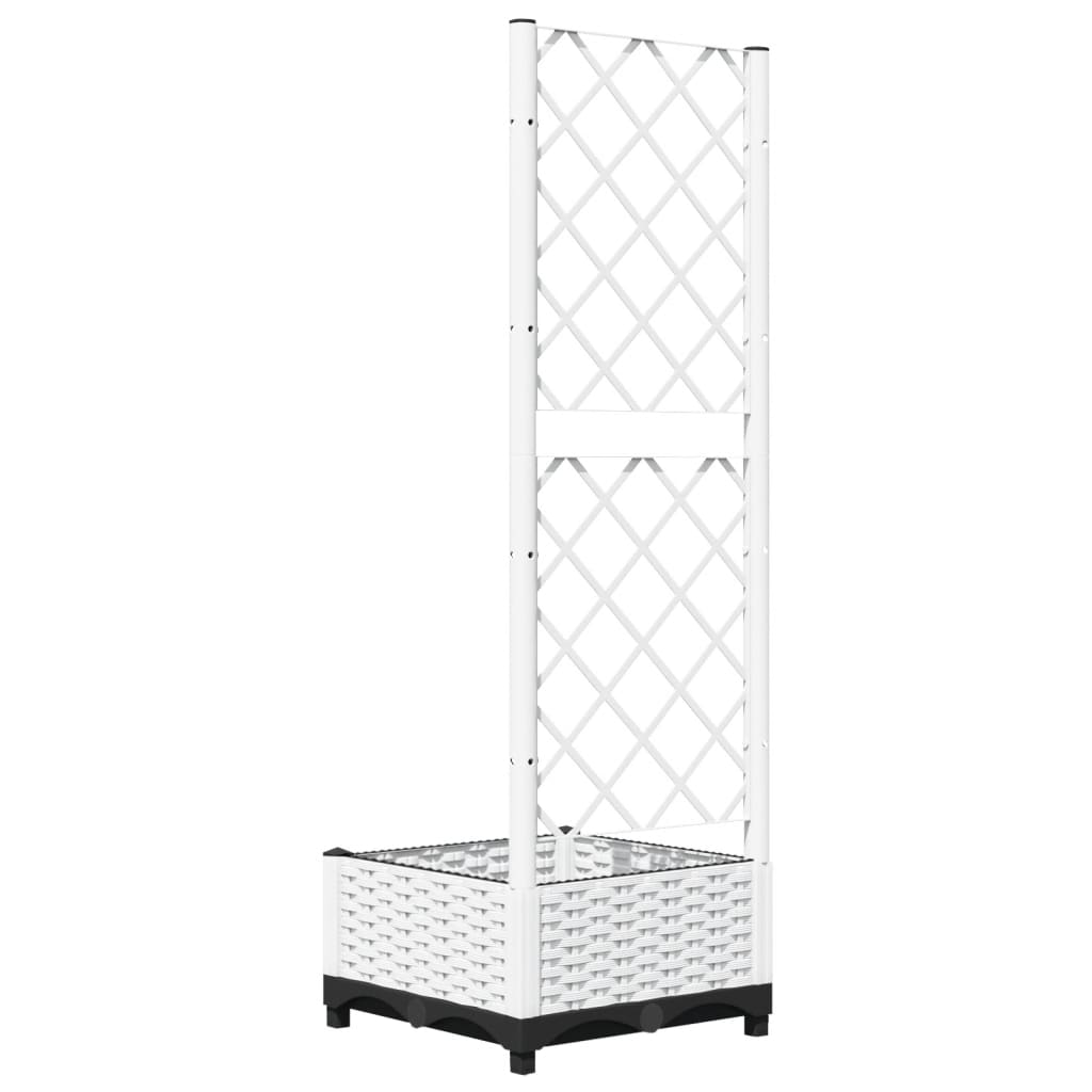 vidaXL Jardinieră de grădină cu spalier, alb, 40x40x121,5 cm, PP vidaXL Jardinieră de grădină cu spalier, alb, 40x40x121,5 cm, PP
