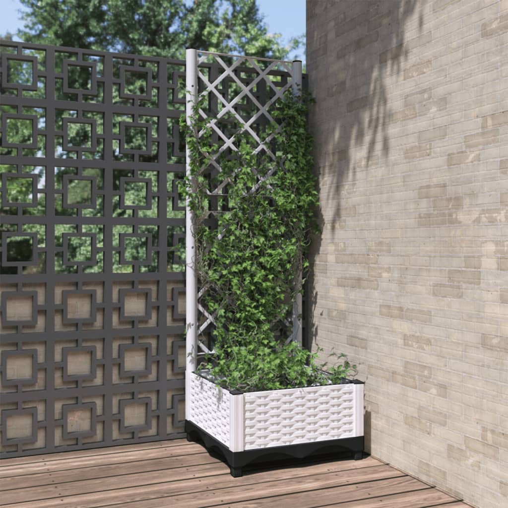 vidaXL Jardinieră de grădină cu spalier, alb, 40x40x121,5 cm, PP vidaXL Jardinieră de grădină cu spalier, alb, 40x40x121,5 cm, PP