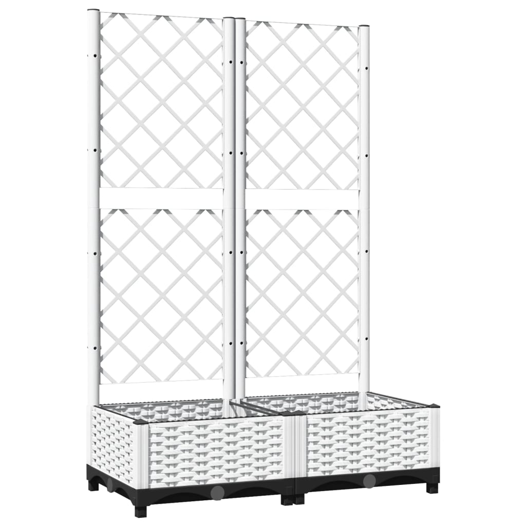 vidaXL Jardinieră de grădină cu spalier, alb, 80x40x121,5 cm, PP