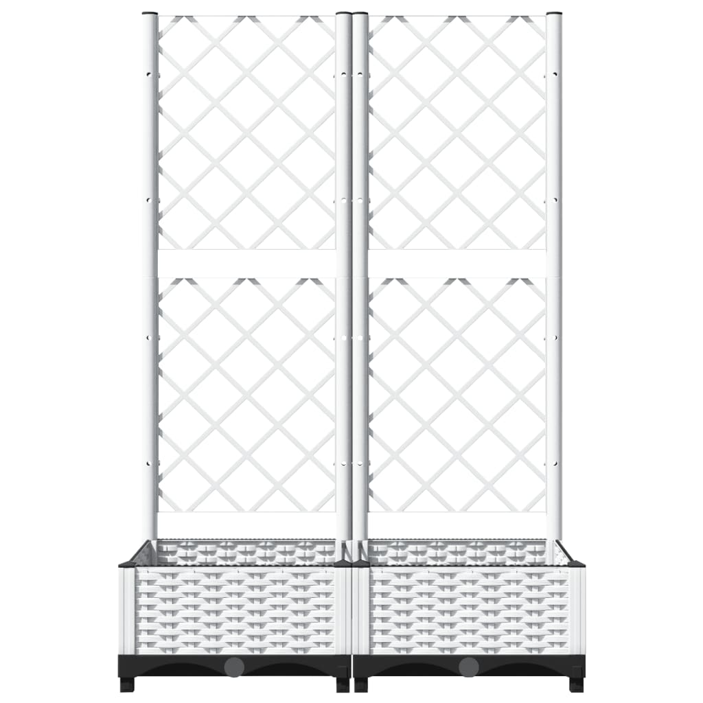 vidaXL Jardinieră de grădină cu spalier, alb, 80x40x121,5 cm, PP