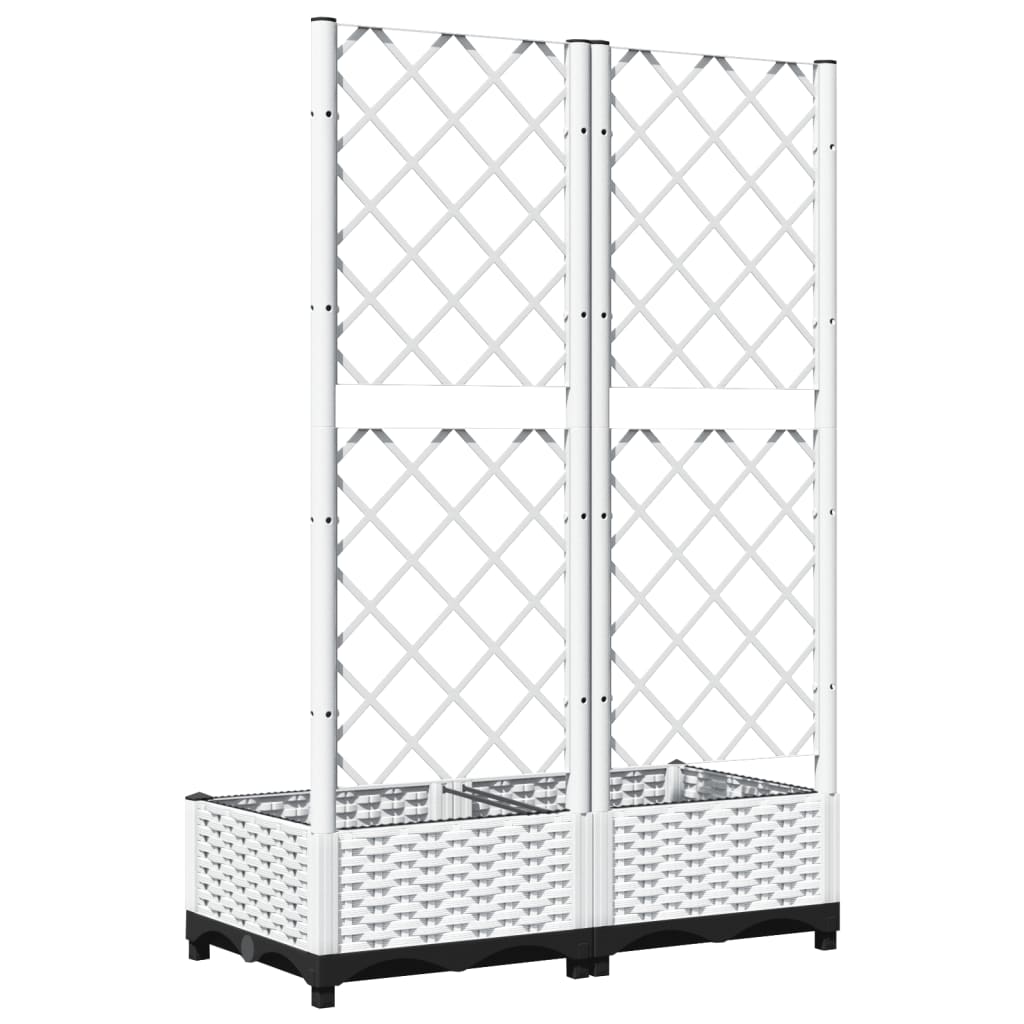 vidaXL Jardinieră de grădină cu spalier, alb, 80x40x121,5 cm, PP