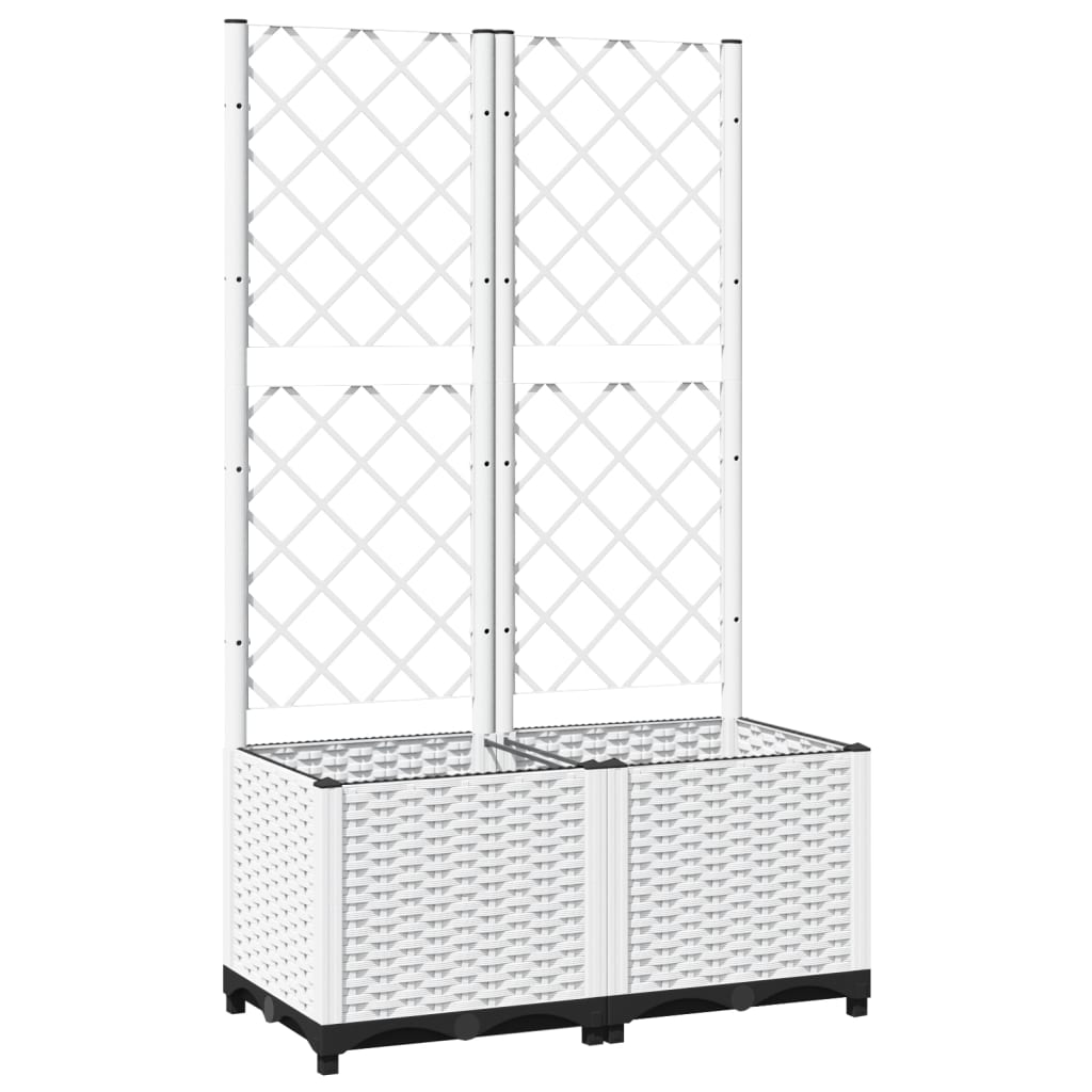 vidaXL Jardinieră de grădină cu spalier, alb, 80x40x136 cm, PP