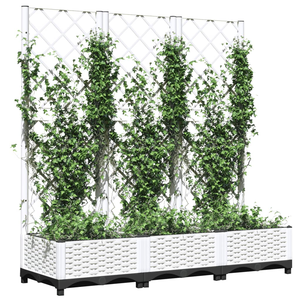 vidaXL Jardinieră de grădină cu spalier, alb, 120x40x121,5 cm, PP vidaXL Jardinieră de grădină cu spalier, alb, 120x40x121,5 cm, PP