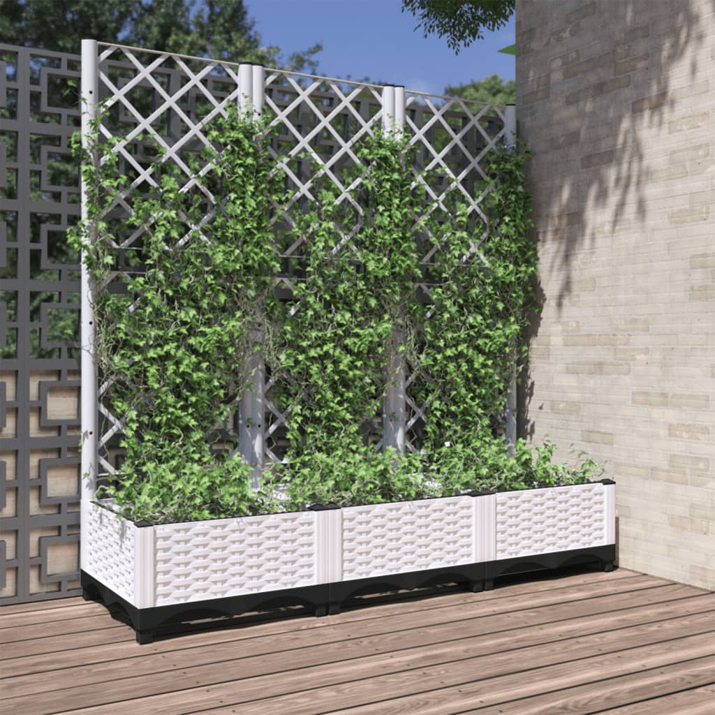 vidaXL Jardinieră de grădină cu spalier, alb, 120x40x121,5 cm, PP vidaXL Jardinieră de grădină cu spalier, alb, 120x40x121,5 cm, PP