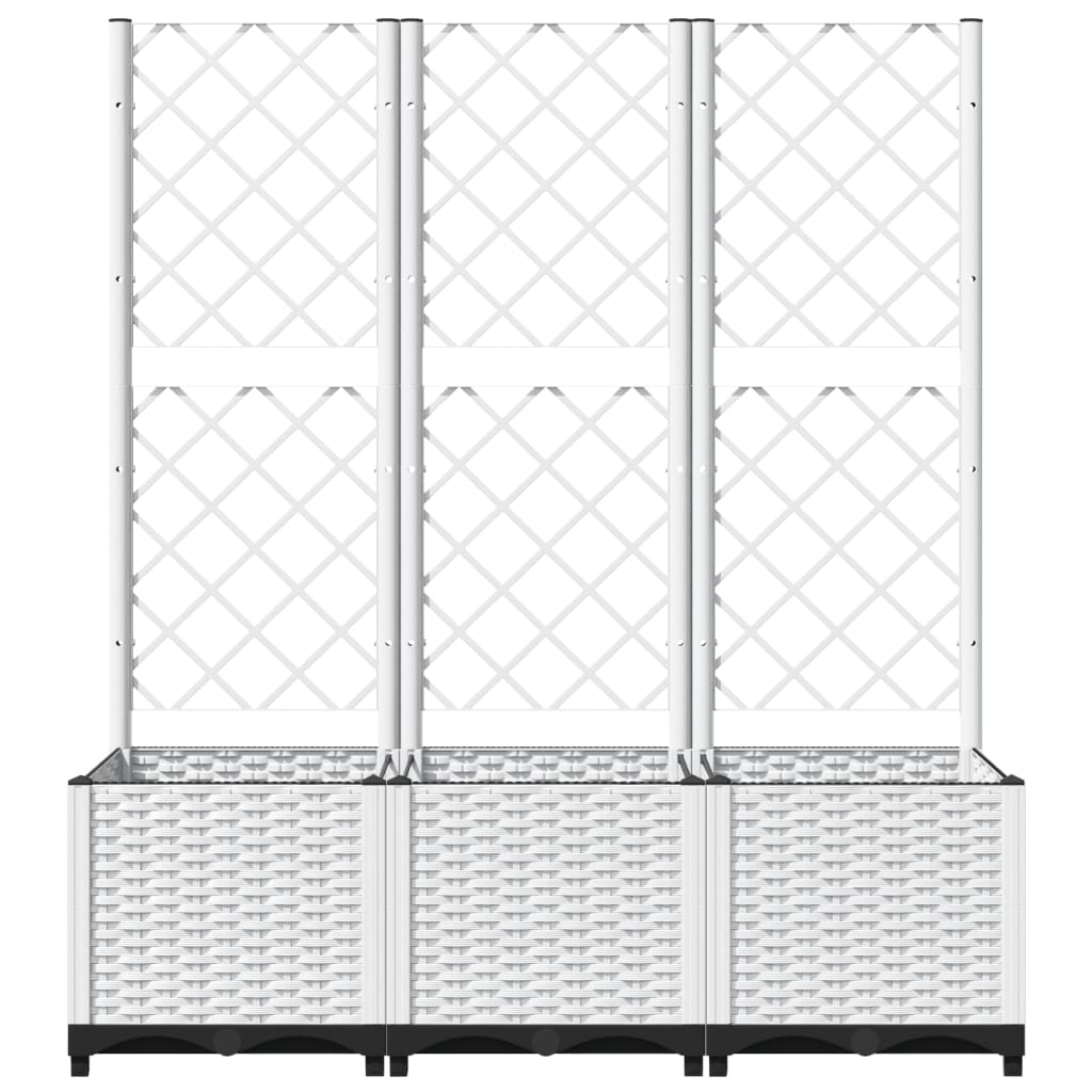 vidaXL Jardinieră de grădină cu spalier, alb, 120x40x136 cm PP vidaXL Jardinieră de grădină cu spalier, alb, 120x40x136 cm PP