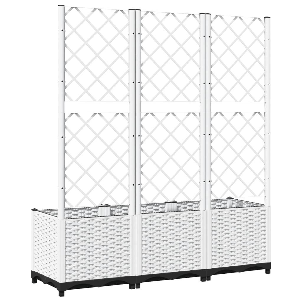vidaXL Jardinieră de grădină cu spalier, alb, 120x40x136 cm PP vidaXL Jardinieră de grădină cu spalier, alb, 120x40x136 cm PP