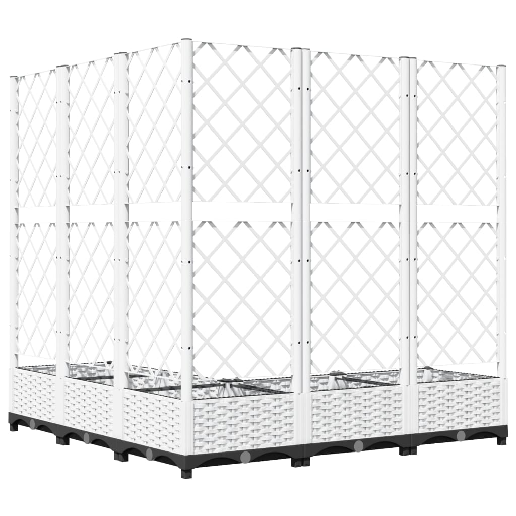 vidaXL Jardinieră de grădină cu spalier, alb, 120x120x121,5 cm, PP vidaXL Jardinieră de grădină cu spalier, alb, 120x120x121,5 cm, PP