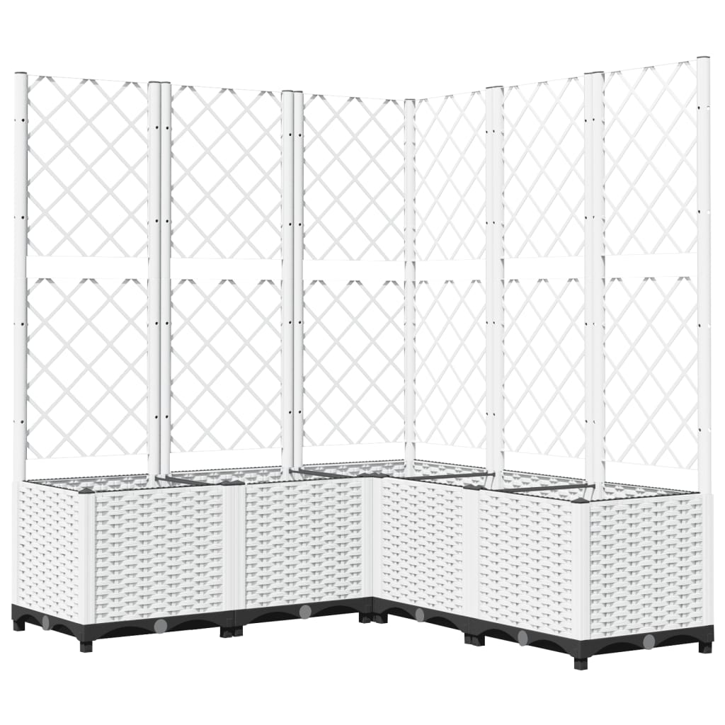 vidaXL Jardinieră de grădină cu spalier, alb, 120x120x136 cm PP