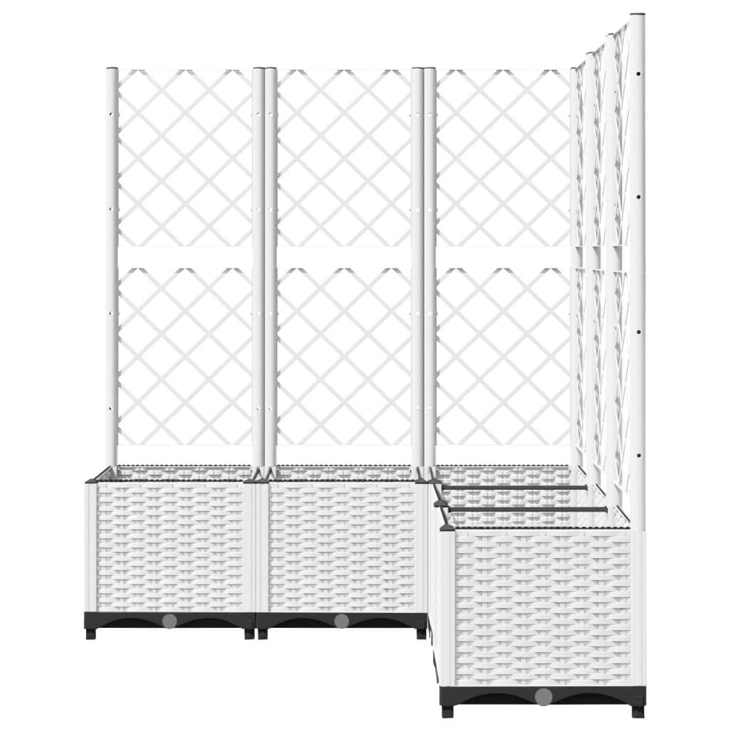 vidaXL Jardinieră de grădină cu spalier, alb, 120x120x136 cm PP