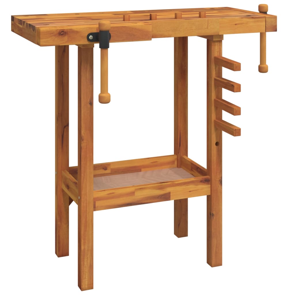 vidaXL Banc de lucru cu menghine, 92x48x83 cm, lemn masiv de acacia vidaXL Banc de lucru cu menghine, 92x48x83 cm, lemn masiv de acacia