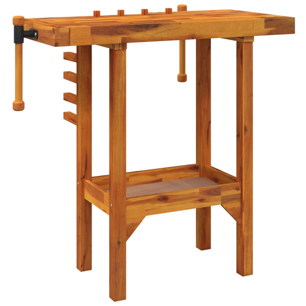 vidaXL Banc de lucru cu menghine, 92x48x83 cm, lemn masiv de acacia vidaXL Banc de lucru cu menghine, 92x48x83 cm, lemn masiv de acacia