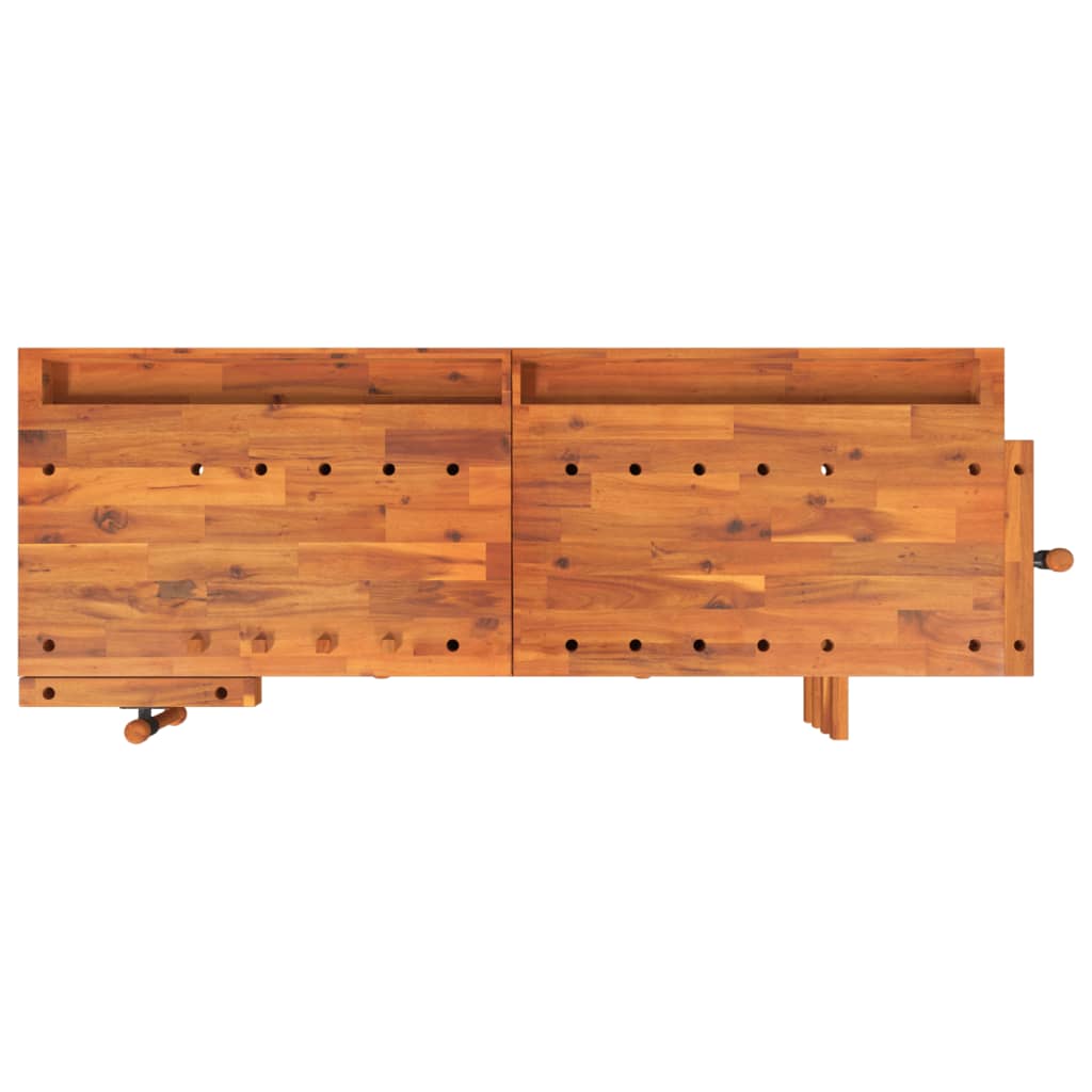 vidaXL Banc de lucru cu sertare și menghine, 162x62x83 cm, lemn acacia vidaXL Banc de lucru cu sertare și menghine, 162x62x83 cm, lemn acacia