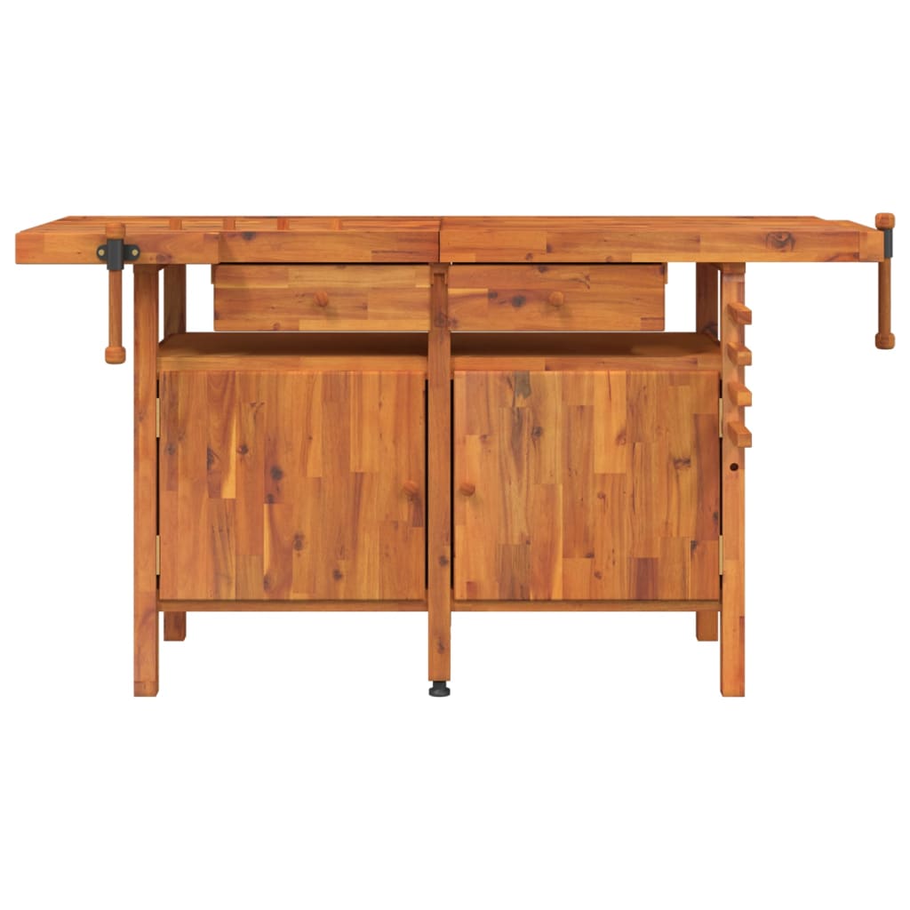 vidaXL Banc de lucru cu sertare și menghine, 162x62x83 cm, lemn acacia