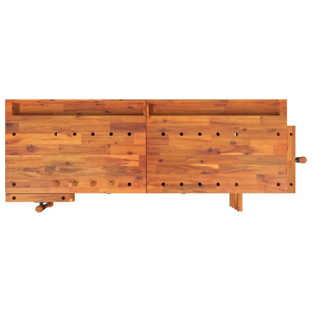 vidaXL Banc de lucru cu sertare și menghine, 162x62x83 cm, lemn acacia