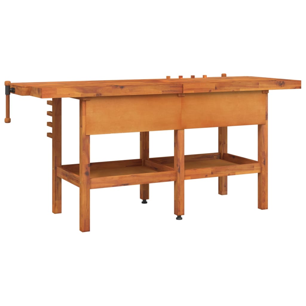 vidaXL Banc de lucru cu sertare și menghine, 192x62x83 cm, lemn acacia vidaXL Banc de lucru cu sertare și menghine, 192x62x83 cm, lemn acacia