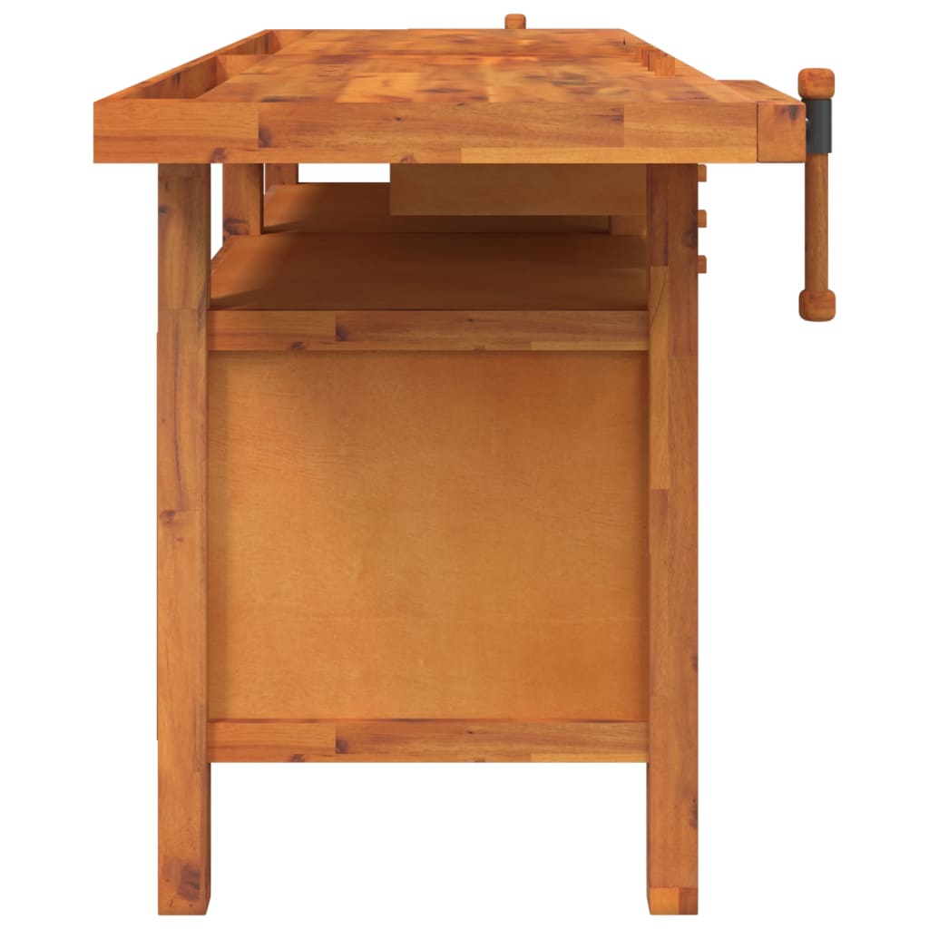 vidaXL Banc de lucru cu sertare și menghine, 192x62x83 cm, lemn acacia vidaXL Banc de lucru cu sertare și menghine, 192x62x83 cm, lemn acacia