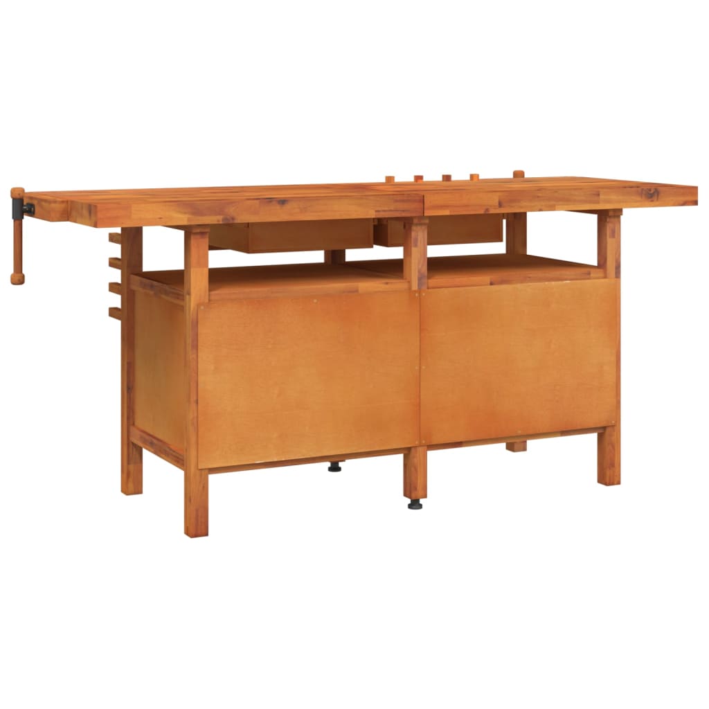 vidaXL Banc de lucru cu sertare și menghine, 192x62x83 cm, lemn acacia vidaXL Banc de lucru cu sertare și menghine, 192x62x83 cm, lemn acacia