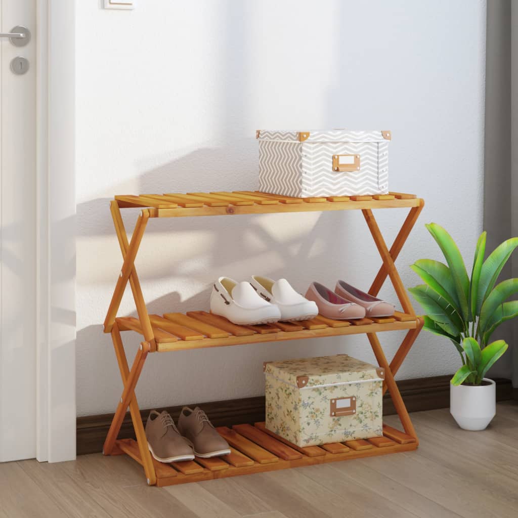 vidaXL Raft pliabil cu 3 niveluri, maro, 70x31x63 cm lemn masiv acacia vidaXL Raft pliabil cu 3 niveluri, maro, 70x31x63 cm lemn masiv acacia