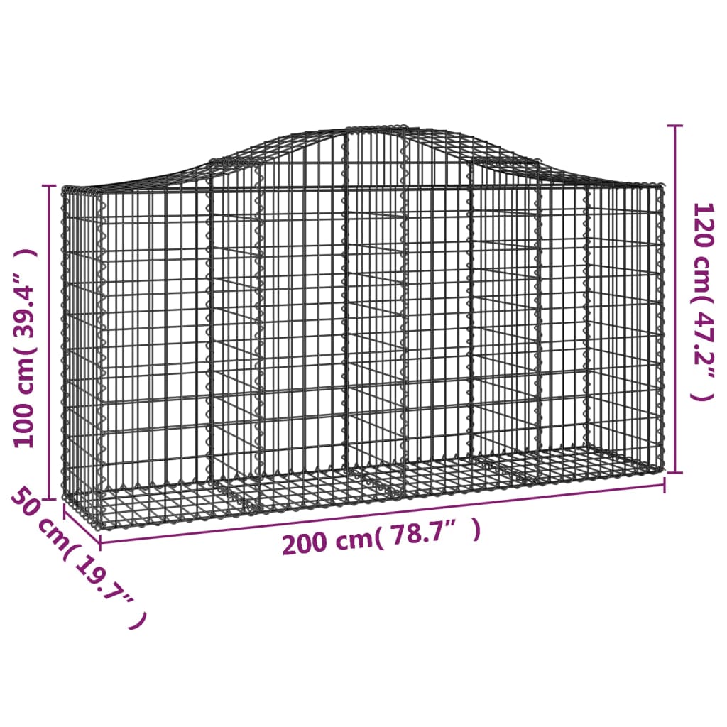 vidaXL Coș gabion arcuit 200x50x100/120 cm fier galvanizat vidaXL Coș gabion arcuit 200x50x100/120 cm fier galvanizat
