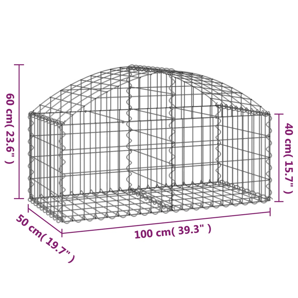 vidaXL Coș gabion arcuit, 100x50x40/60 cm, fier galvanizat vidaXL Coș gabion arcuit, 100x50x40/60 cm, fier galvanizat