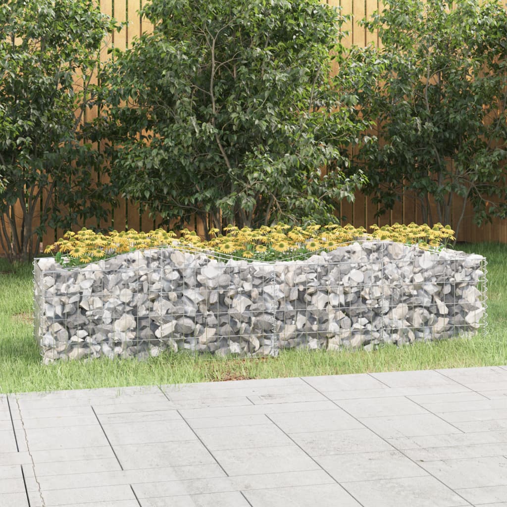 vidaXL Strat înălțat cu gabion arcuit, 200x50x50 cm, fier galvanizat