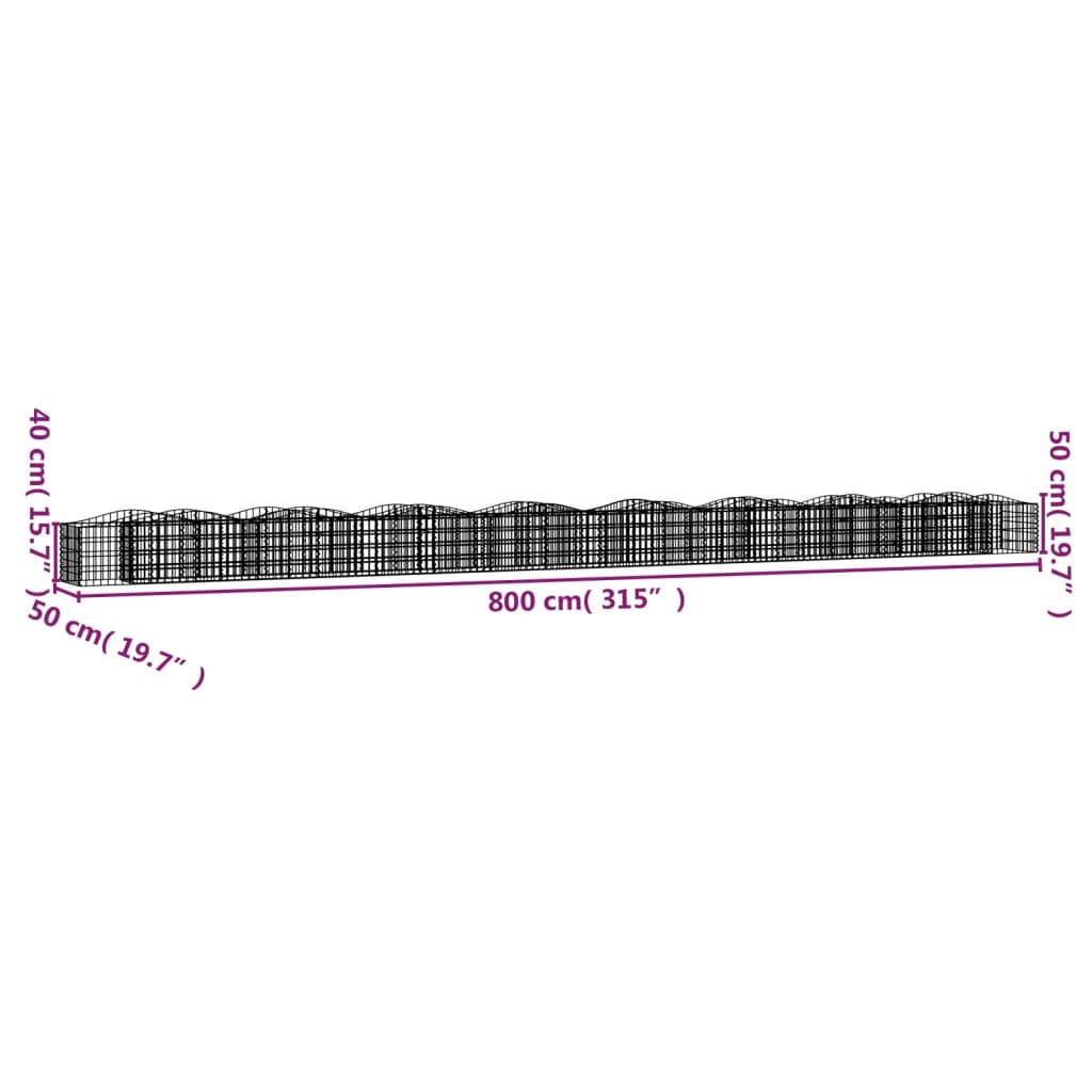 vidaXL Strat înălțat cu gabion arcuit, 800x50x50 cm, fier galvanizat vidaXL Strat înălțat cu gabion arcuit, 800x50x50 cm, fier galvanizat